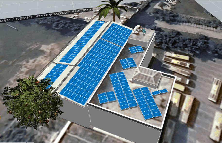 Rooftop solar design preview for common area planning