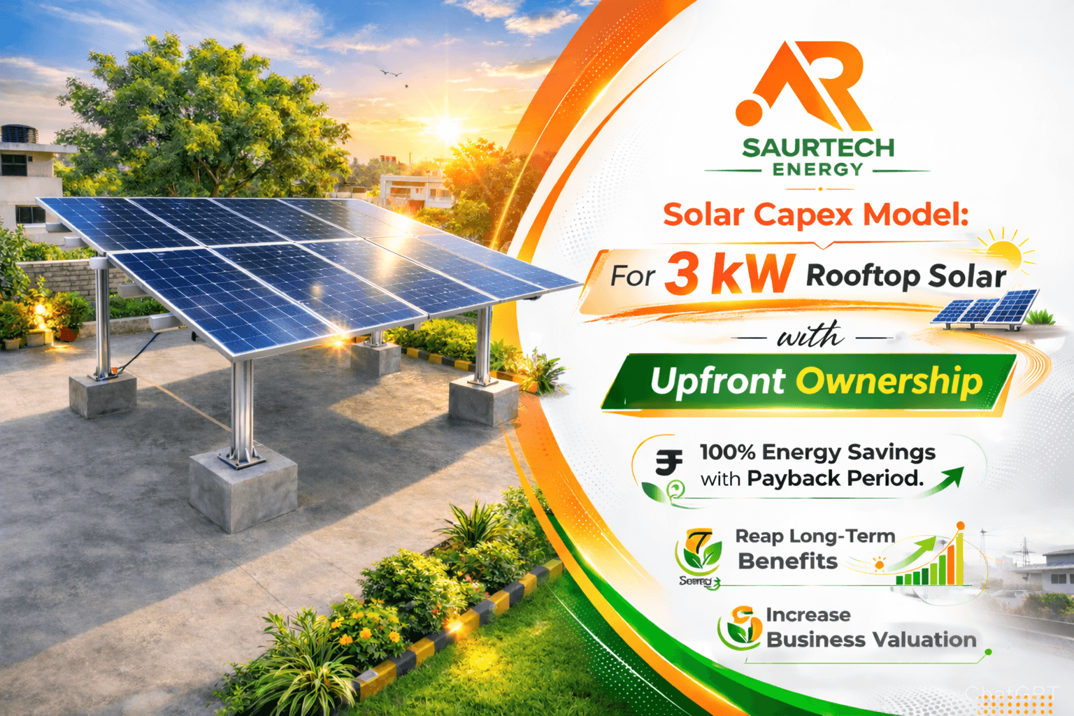 Premium evening-style residential rooftop solar home