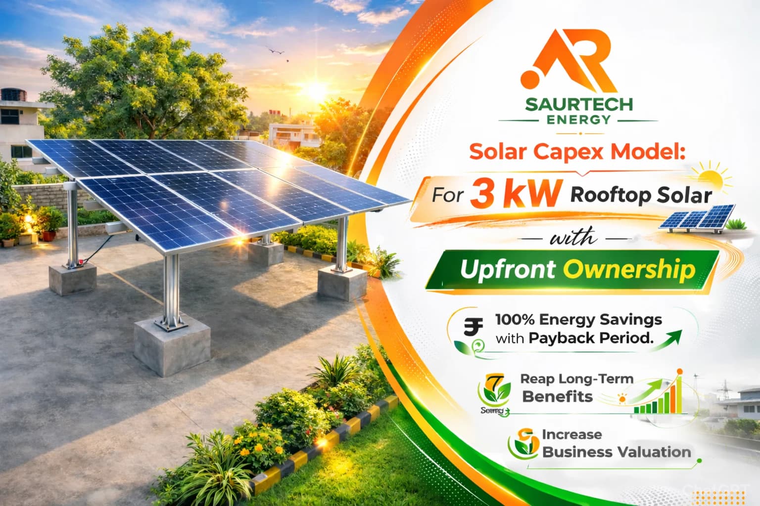 Premium evening-style residential rooftop solar home
